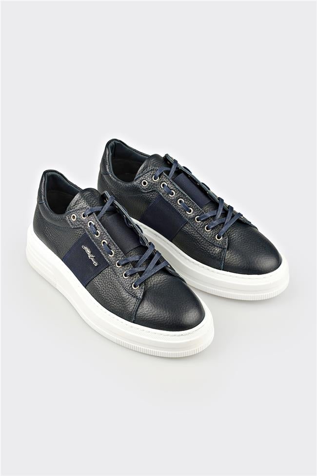 Lacivert Deri Erkek Spor Ayakkabı