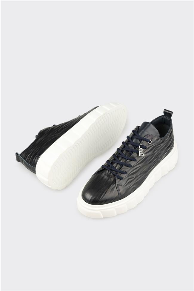 Lacivert Deri Erkek Spor Ayakkabı