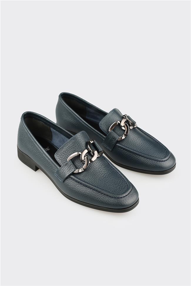 Lacivert Deri Kadın Günlük Ayakkabı