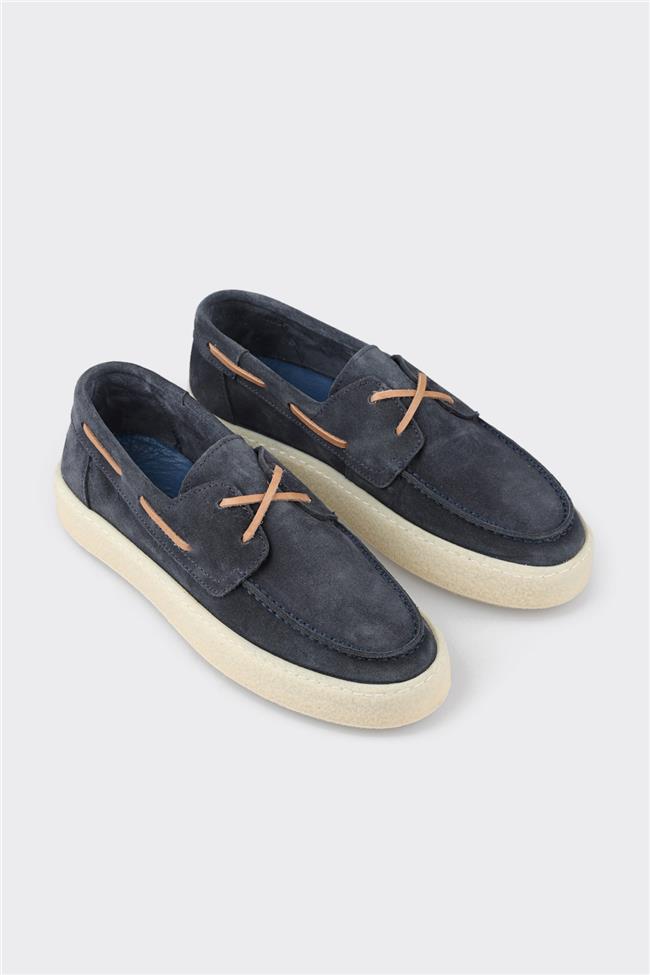 Lacivert Deri Kadın Günlük Ayakkabı