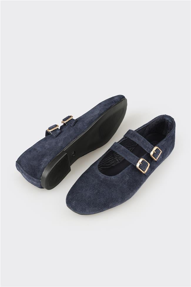 Lacivert Deri Kadın Günlük Ayakkabı