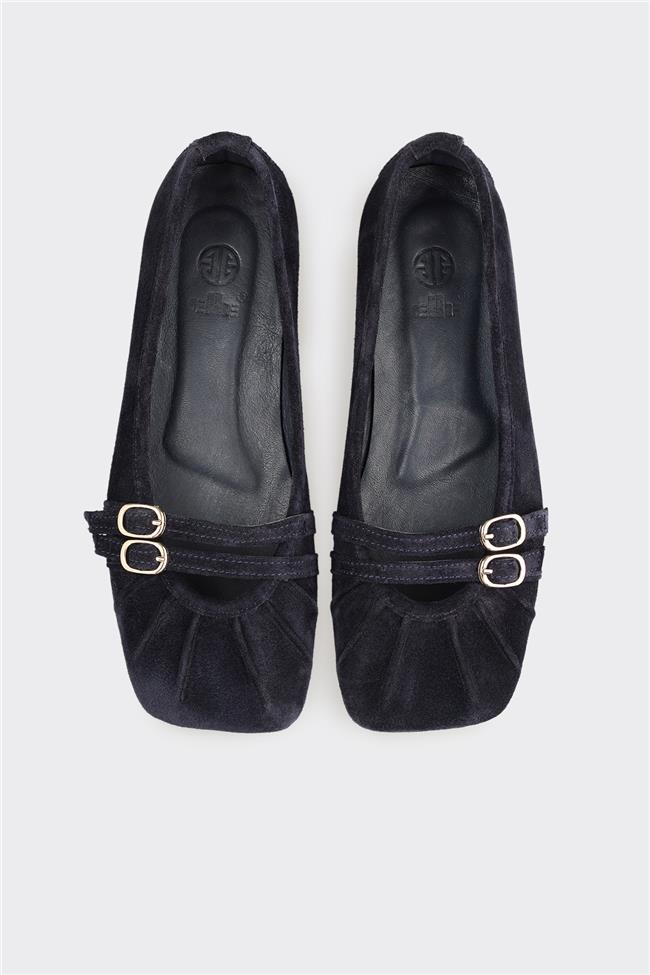 Lacivert Deri Kadın Günlük Ayakkabı