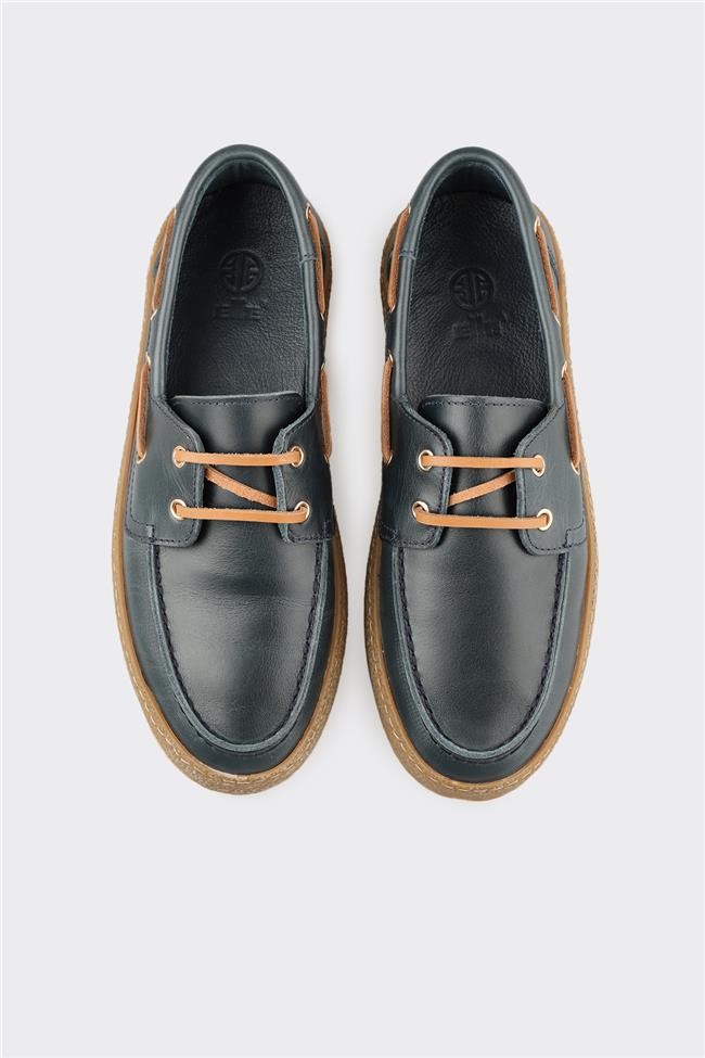 Lacivert Deri Kadın Günlük Ayakkabı