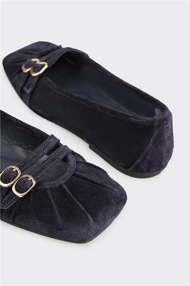 Lacivert Deri Kadın Günlük Ayakkabı