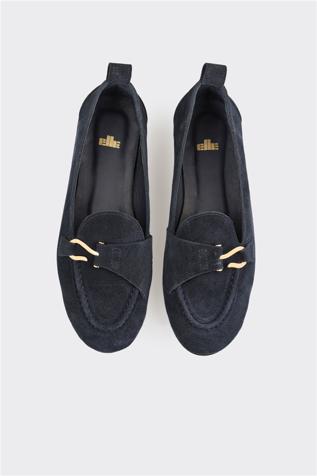 Lacivert Deri Kadın Loafer