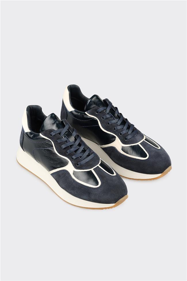 Lacivert Deri Kadın Spor Ayakkabı