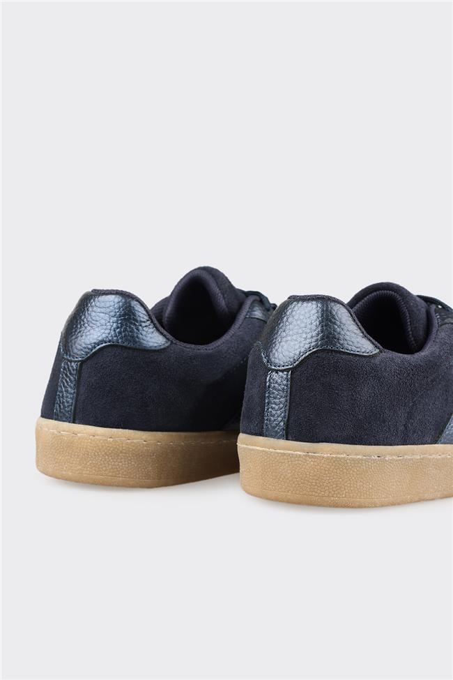 Lacivert Deri Kadın Spor Ayakkabı