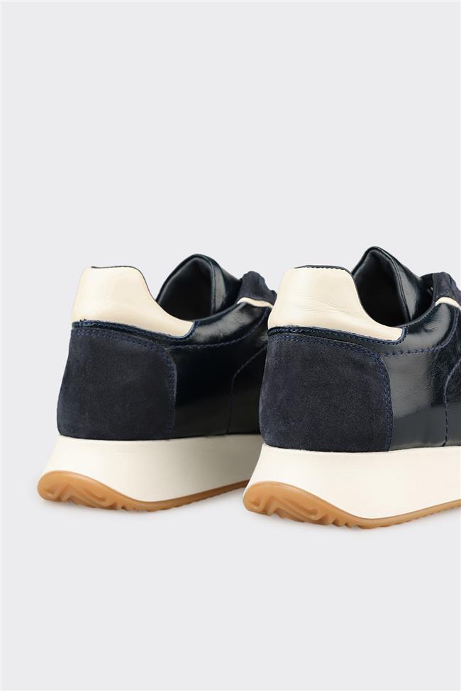 Lacivert Deri Kadın Spor Ayakkabı