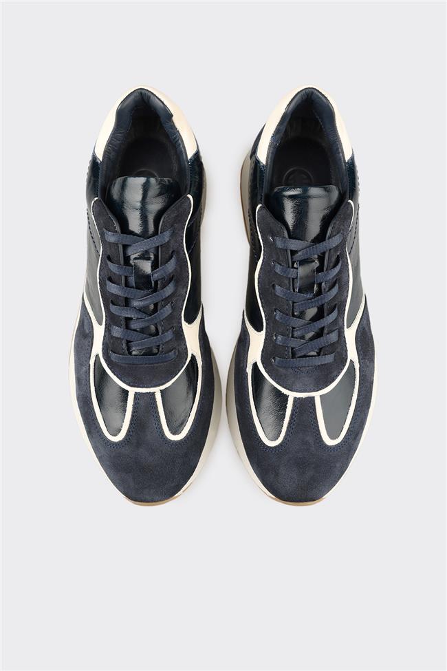 Lacivert Deri Kadın Spor Ayakkabı