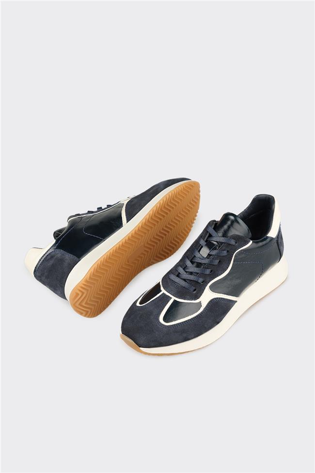 Lacivert Deri Kadın Spor Ayakkabı