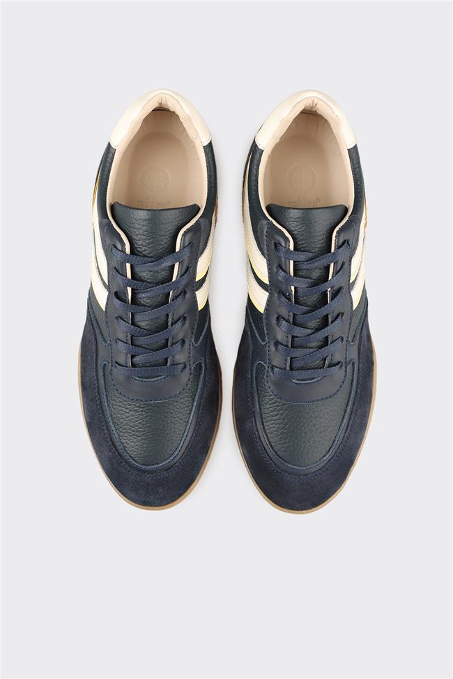Lacivert Deri Kadın Spor Ayakkabı