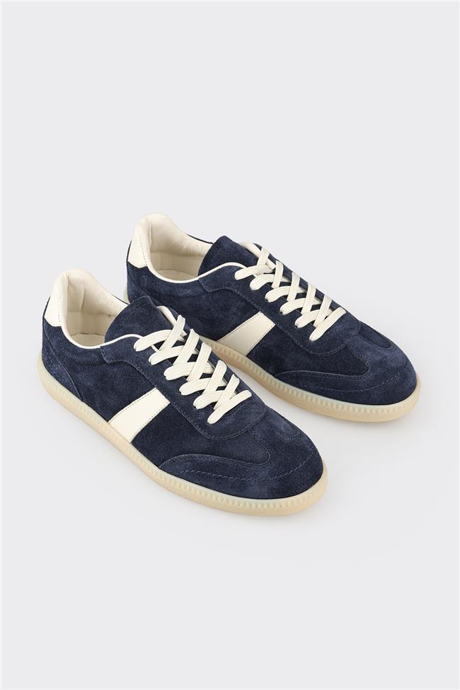 Lacivert Deri Kadın Spor Ayakkabı