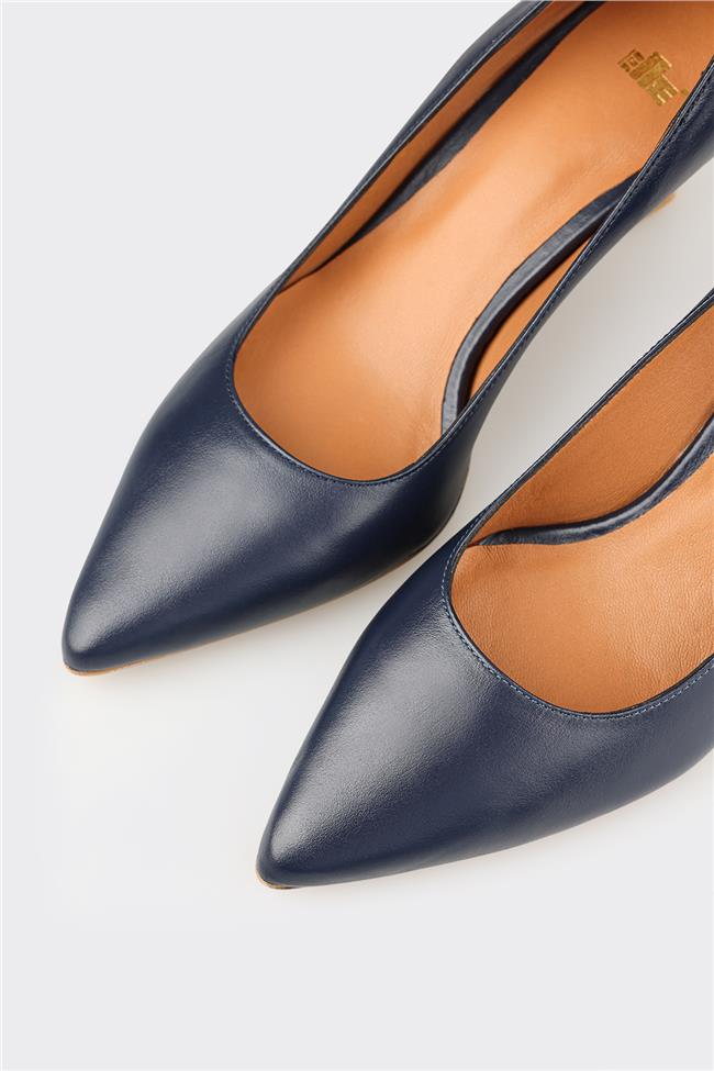 Lacivert Deri Kadın Stiletto