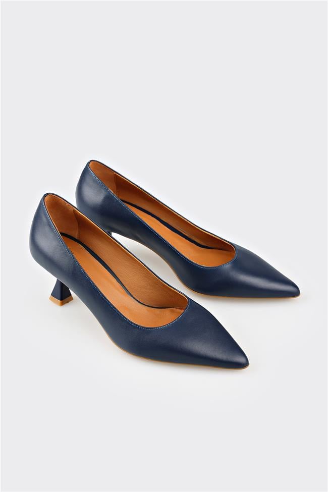 Lacivert Deri Kadın Stiletto