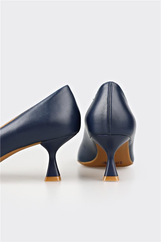 Lacivert Deri Kadın Stiletto