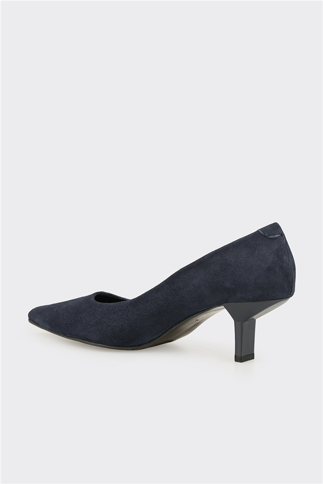 Lacivert Deri Kadın Stiletto