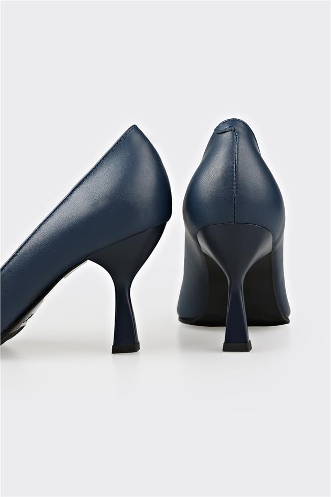 Lacivert Deri Kadın Stiletto
