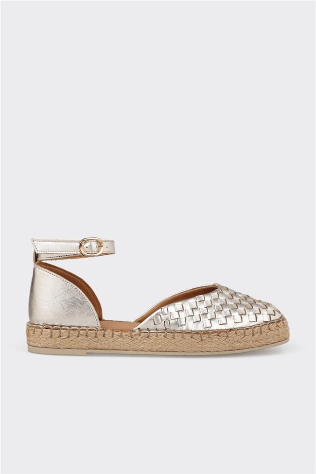 Lame Deri Kadın Espadril