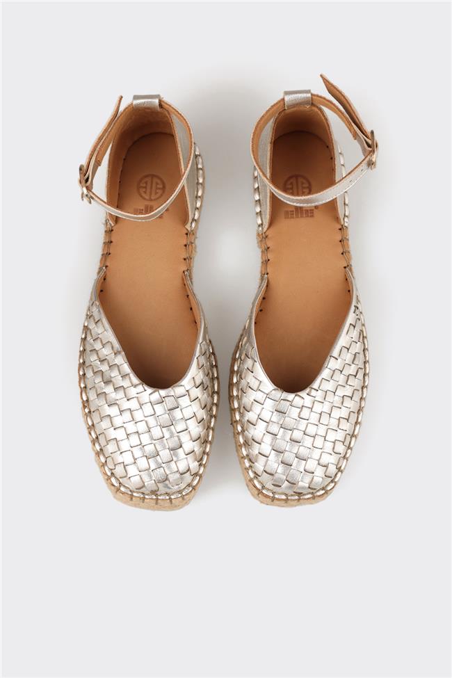 Lame Deri Kadın Espadril