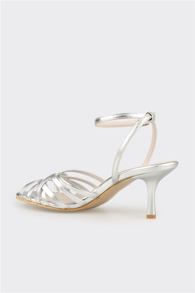 Lame Kadın Orta Topuk Sandalet