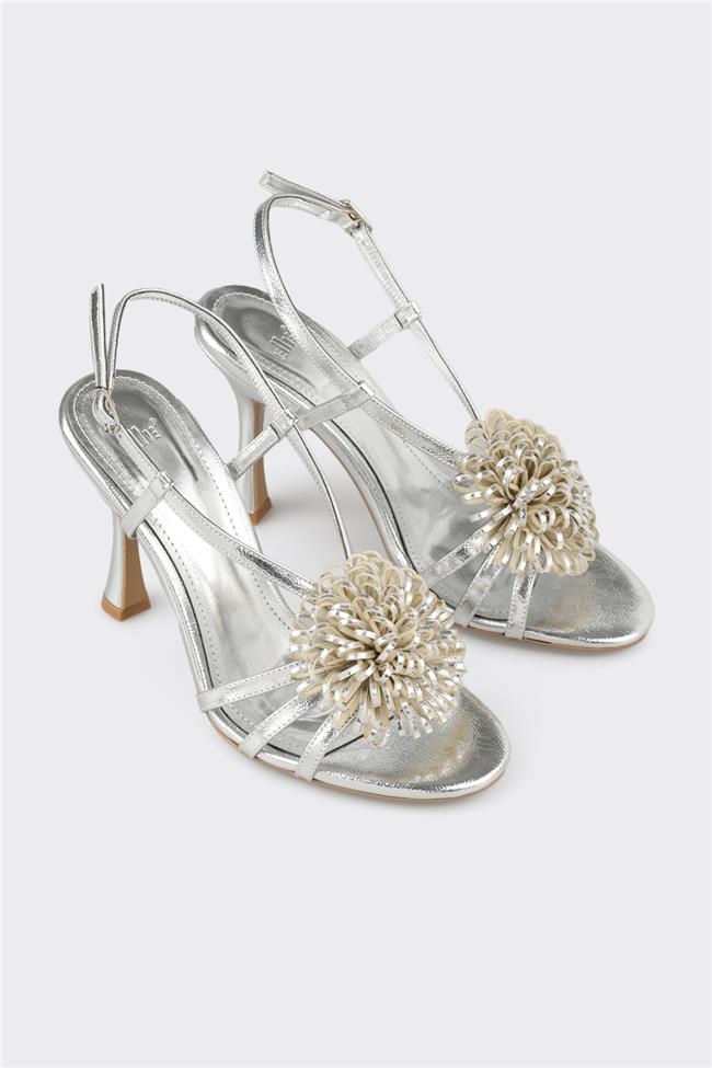 Lame Kadın Topuklu Sandalet