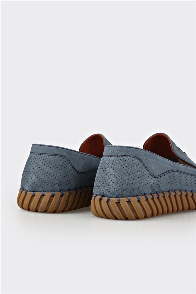 Mavi Deri Erkek Günlük Ayakkabı