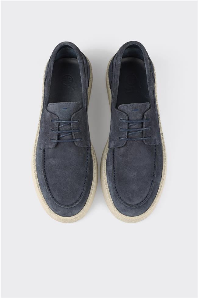 Mavi Deri Erkek Günlük Ayakkabı