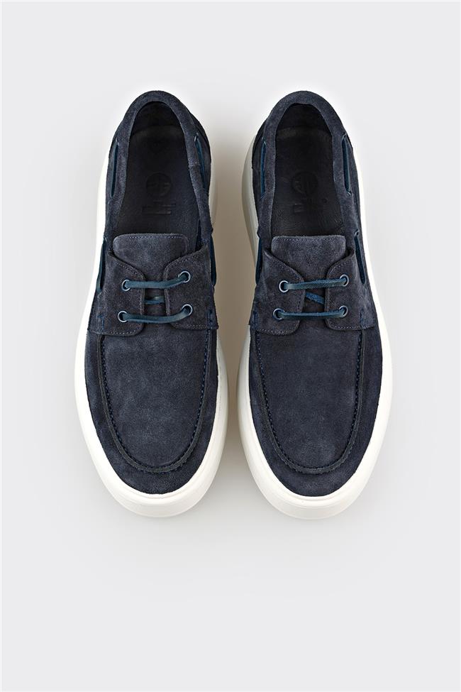 Mavi Deri Erkek Günlük Ayakkabı