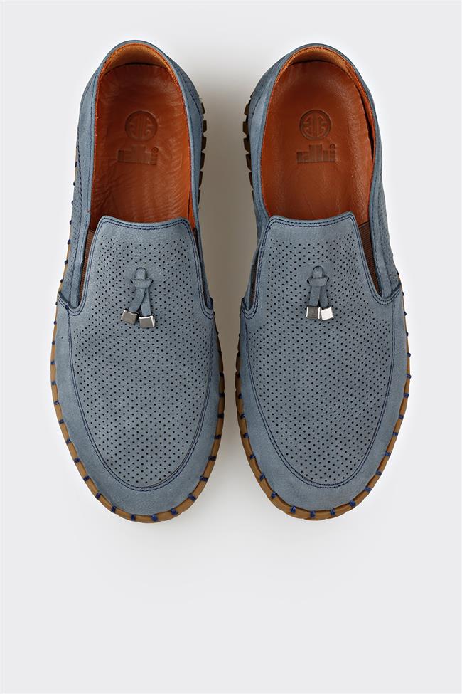 Mavi Deri Erkek Günlük Ayakkabı