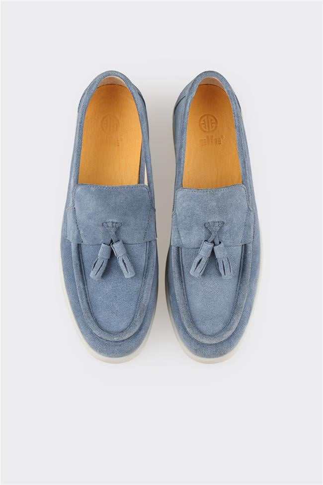 Mavi Deri Erkek Günlük Ayakkabı