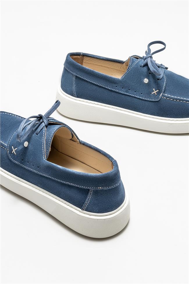 Mavi Deri Erkek Günlük Ayakkabı