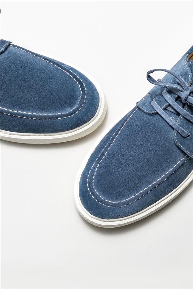 Mavi Deri Erkek Günlük Ayakkabı