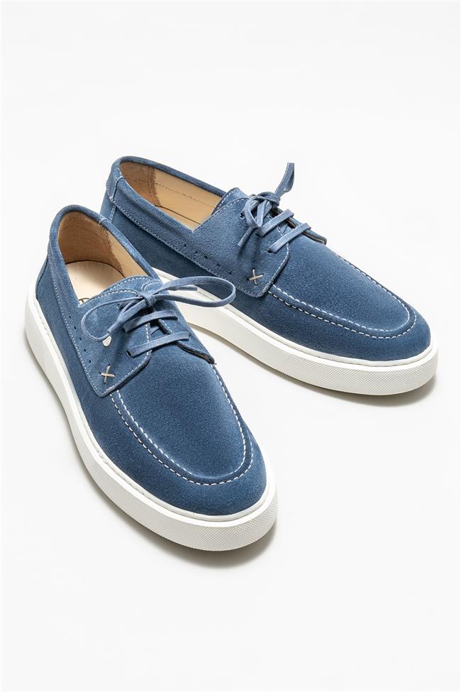 Mavi Deri Erkek Günlük Ayakkabı