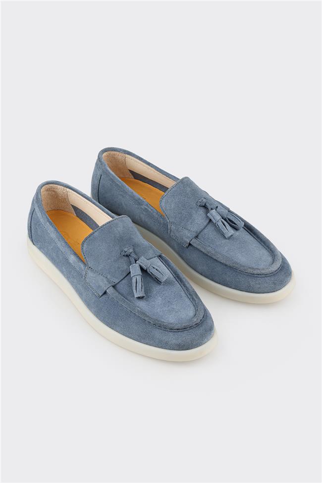 Mavi Deri Erkek Günlük Ayakkabı