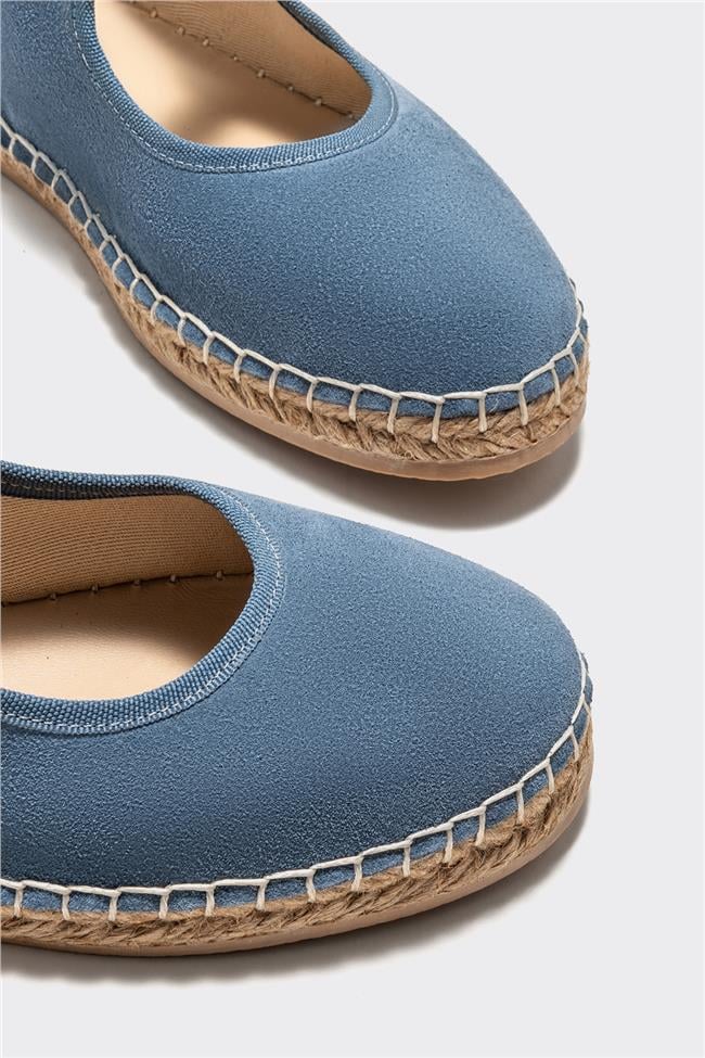Mavi Deri Kadın Espadril