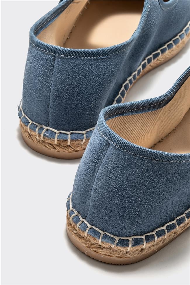 Mavi Deri Kadın Espadril