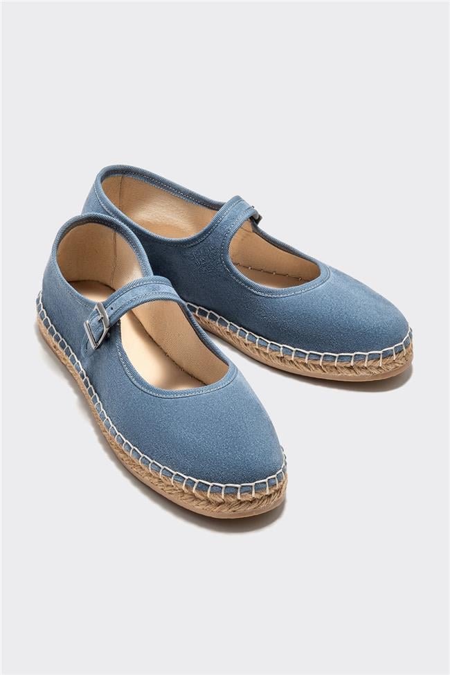 Mavi Deri Kadın Espadril