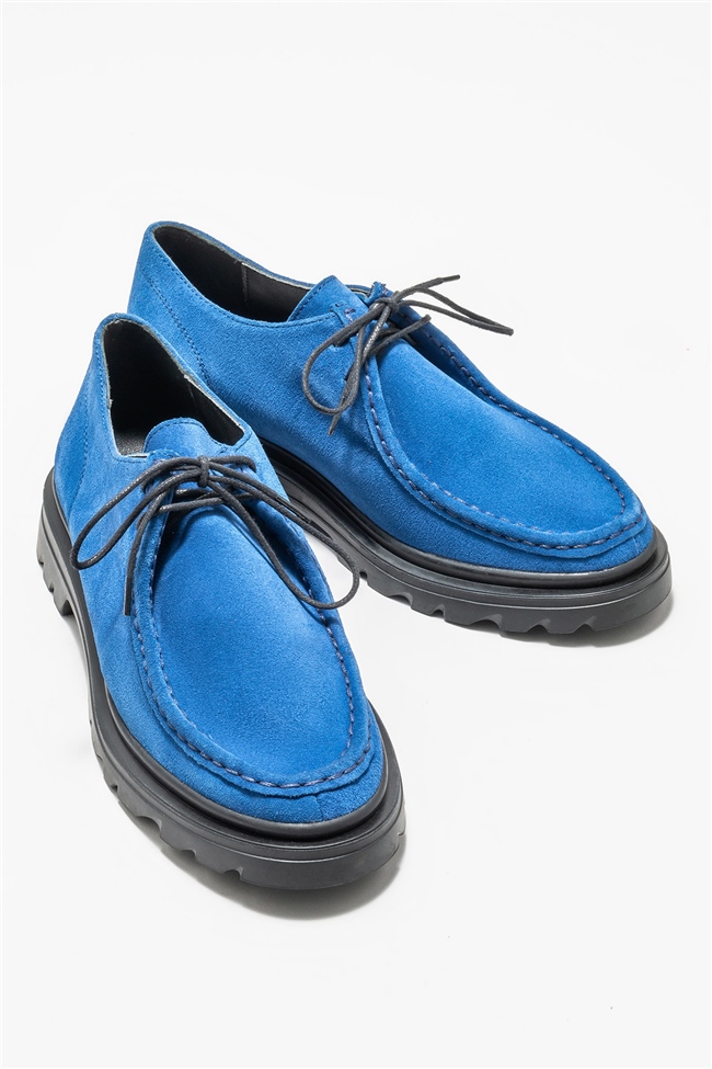 Mavi Deri Kadın Günlük Ayakkabı