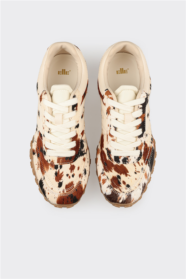 Multi Hayvan Desenli Deri Kadın Spor Ayakkabı