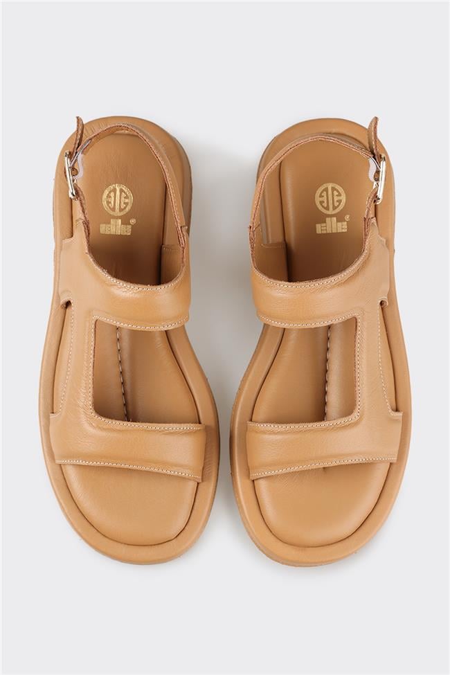 Naturel Deri Kadın Düz Sandalet