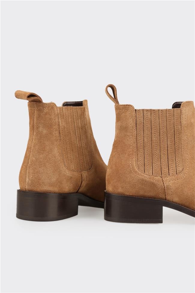 Naturel Deri Kadın Klasik Bot