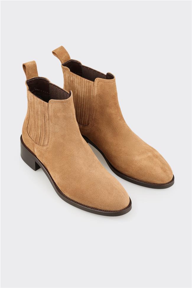 Naturel Deri Kadın Klasik Bot