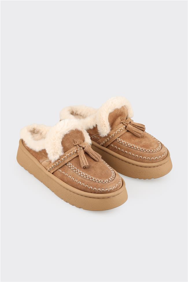 Naturel Deri Kadın Sabo