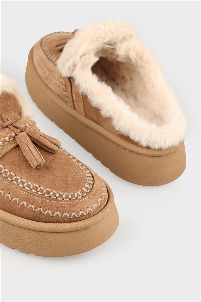 Naturel Deri Kadın Sabo