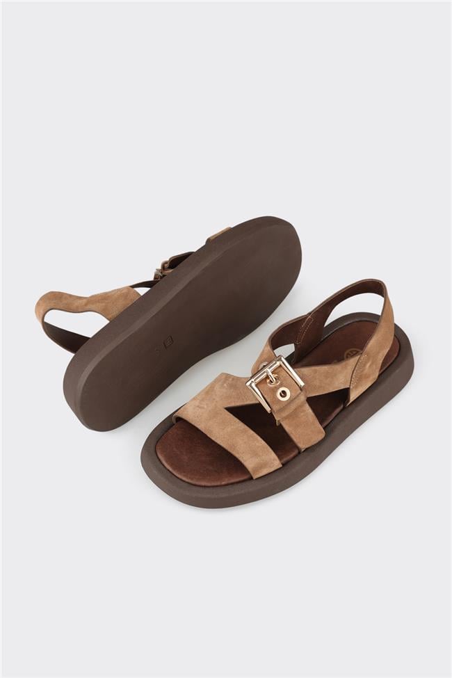 Naturel Deri Kadın Sandalet