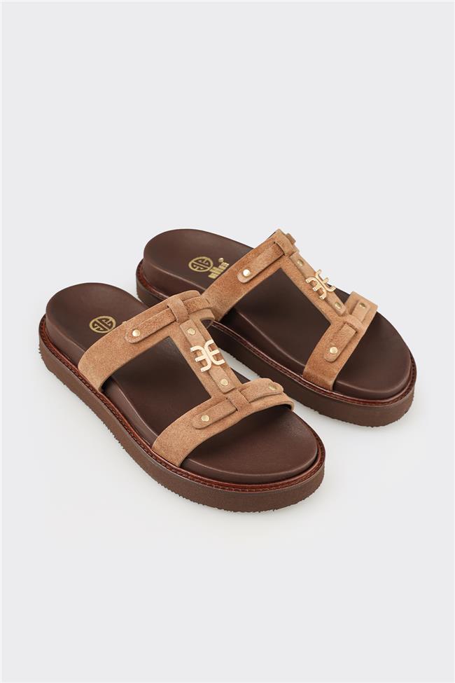 Naturel Deri Kadın Spor Terlik