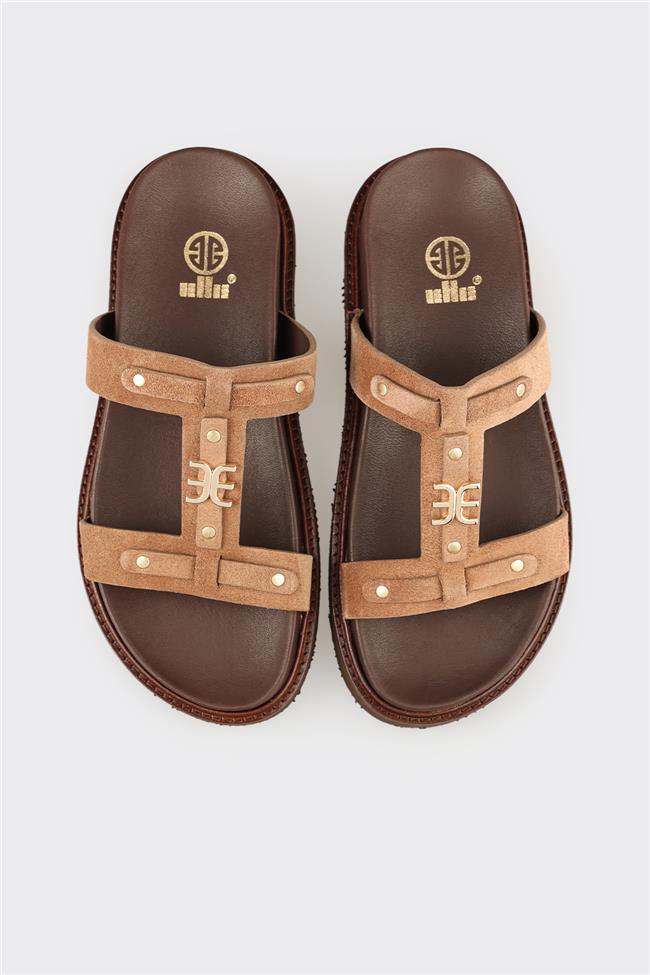 Naturel Deri Kadın Spor Terlik