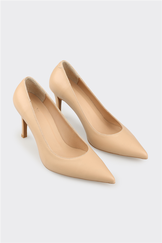 Naturel Deri Kadın Stiletto