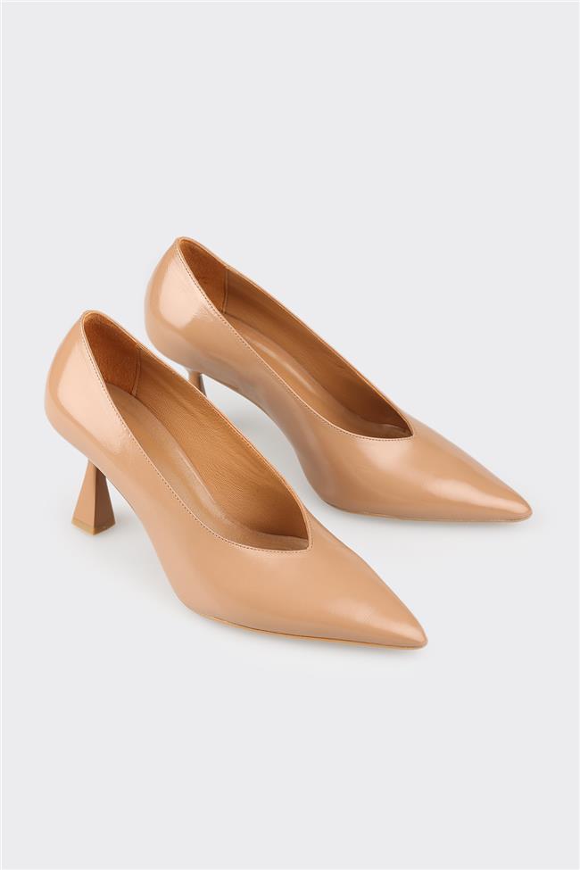 Naturel Deri Kadın Stiletto