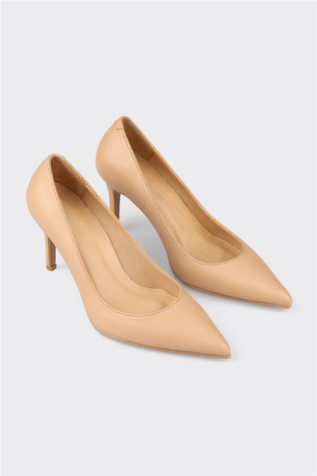 Naturel Deri Kadın Stiletto
